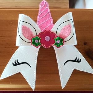 Unicorn cheer hair bow